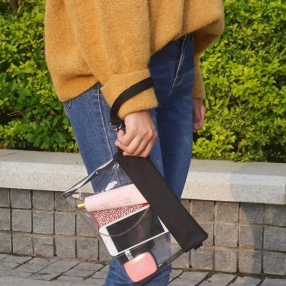 Black Smartphone crossbody bag with Transparent Window and Belt Clip
